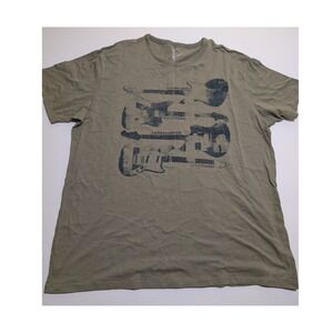 Gap Fender Guitar Graphic Tee Mens XXL Olive Green Jagstang Jazzmaster Mustang